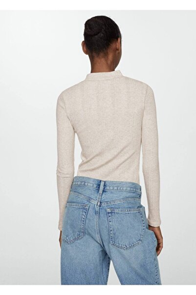 MANGO Woman T-shirt με γιακά Perkins και twill