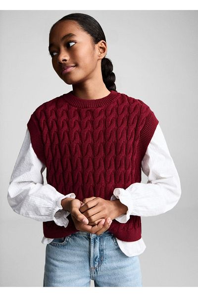 MANGO Kids Frayed Long-Length Wideleg Jean