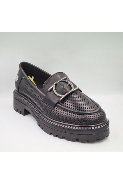 Mammamia D25YA-7300 Pantofi de zi cu zi pentru femei, din piele naturală cu imprimare cu laser, anatomici, Tban