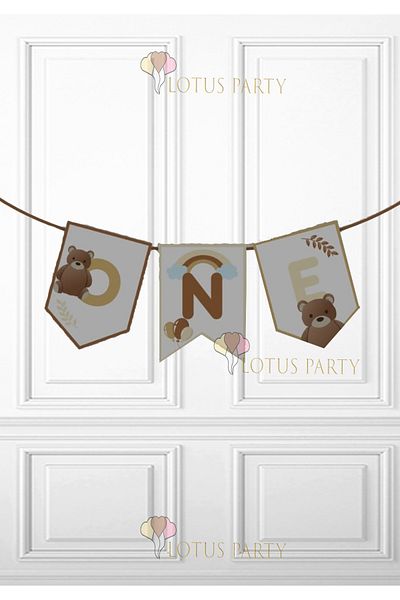 LOTUS PARTY ONE γράμμα - One Banner - Retro Αρκούδα ONE Banner - Retro Αρκούδα - Retro Καρδιά Φουσκωτό Μπαλόνι