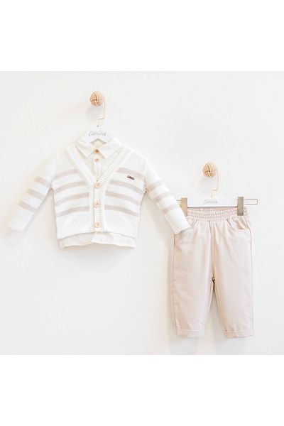 ministok Michelangelo 3-Piece Baby Boy Set with Pants, Cardigan and Shirt