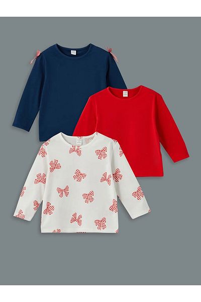 LC Waikiki Tricou pentru fete LCW Kids Indigo Crew Deck, 3 buc
