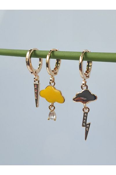 kurukafagift Set of 3 Gold Color Sky Earrings