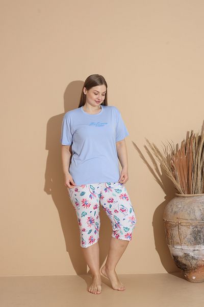 SEBOTEKS Set de pijamale Capri cu mânecă scurtă din țesătură Milan cu textura moale pentru femei 20200