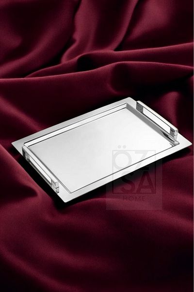 ÖzSa Home Set of 2 Rectangular 18/10 Stainless Steel Serving and Tray