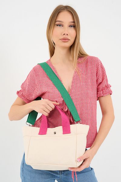 MUTE BAG Geantă de mână și de umăr pentru femei, cu curea reglabilă, geantă de mână din bumbac Midi Color Ful (21*24)