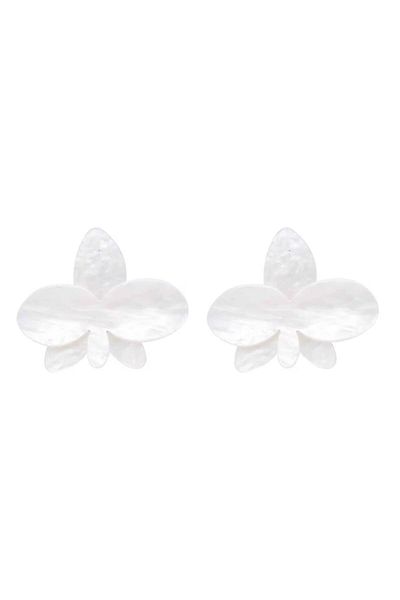 Pelin Aksesuar White Extra Large Plexi Orchid Earrings