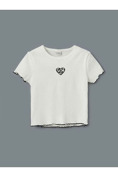 LC Waikiki Lcw Kids Ecru Crew Neck Girl's T-Shirt