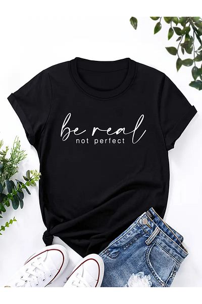 Frisson Unisex Be Real Printed Crew Neck Oversize T-Shirt