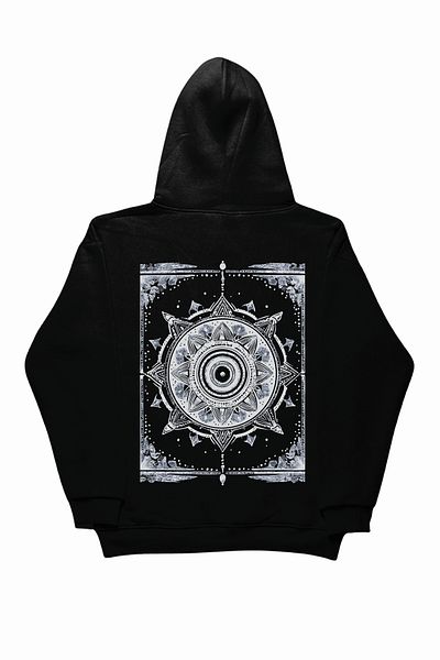 By Caspita Fashion Hanorac negru oversize unisex cu imprimeu pe spate Lenithra Kilim