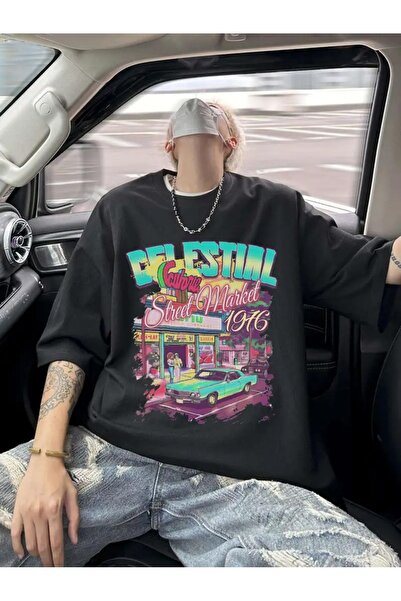 NoVibe Μπλουζάκι Unisex Celestial Printed Oversize 100% βαμβακερό