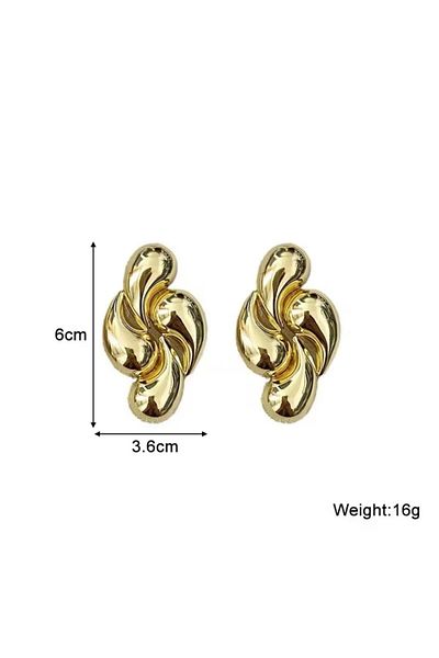 Pelin Aksesuar Gold Big Drops Earrings