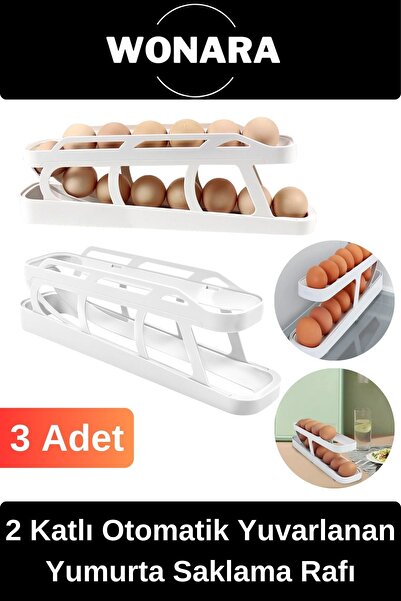 Wonara Premium Plastik 2 Katlı Otomatik Geniş Kapasiteli Yuvarlanan Yumurta S...