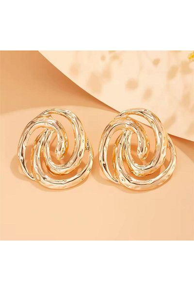 Pelin Aksesuar Gold Big Nested Circle Earrings