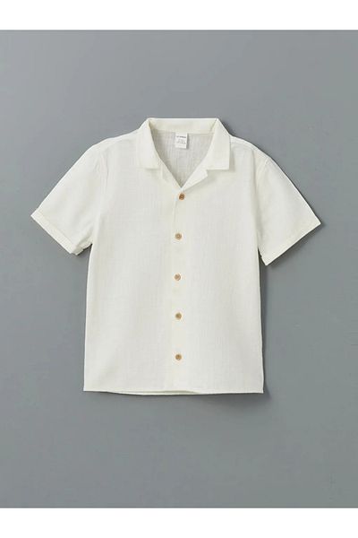 LC Waikiki Lcw Kids White Resort Collar Boy's Shirt and Pants 2Pcs