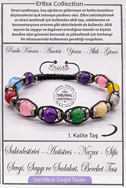 Erilsa Sertifikalı AAA+ Kalite Fasetli Akuamarin - Ametist - Pembe Kuvars - A...