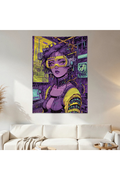 Geek Cultcha ملصق جداري للسيدات من Cyberpunk مصنوع من قماش الساتان عالي الجودة