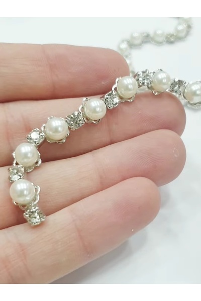 CRYSTALSHOP Taşlı Şerit - İncili (1 Metre )