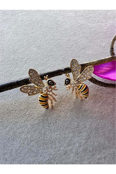 Pelin Aksesuar Gold Bee Earrings