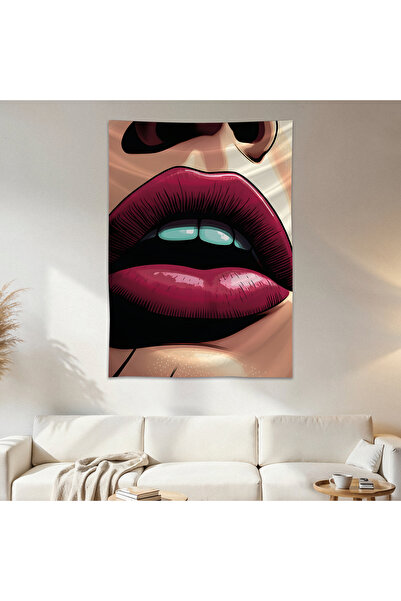 Geek Cultcha Woman Lip Wall Drape Wall Tapestry First Quality Satin Fabric Po...