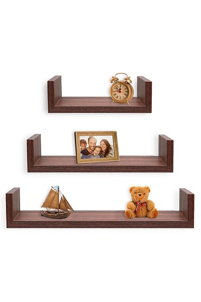 shelves 3-Piece Wall Mounted Floating Shelves - Brown