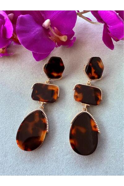Pelin Aksesuar Leopard Long Drop Earrings