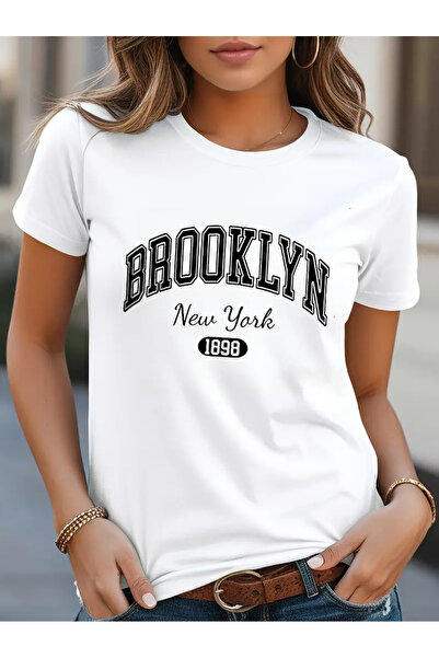 Frisson Tricou oversize unisex cu imprimeu Brooklyn cu decolteu