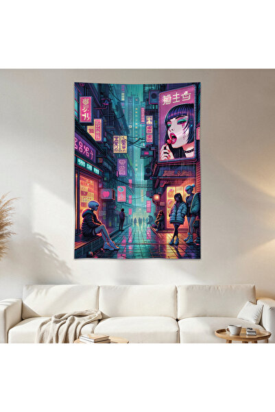 Geek Cultcha Japanese Street Wall Drape Wall Tapestry First Quality Satin Fab...