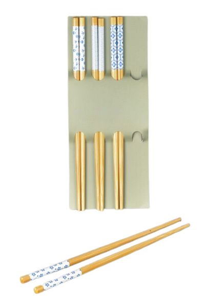 Meturas Natural Bamboo Chopstick - 23cm Japanese Korean Style Reusable Chopstick Set