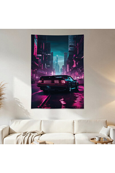 Geek Cultcha Neon Car Wall Drape Wall Tapestry First Quality Satin Fabric Poster