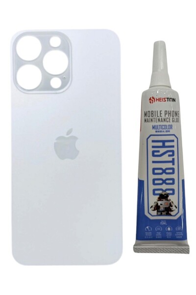indirimplus iPhone 13 Pro Max Arka Kapak Pil Kapağı + Yapıştırıcı BEYAZ RENK ...