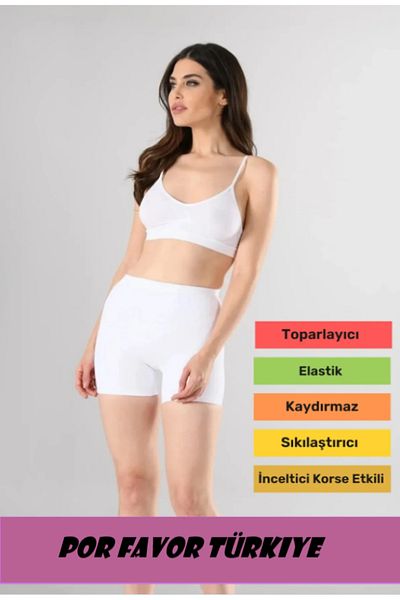 Por Favor 1 Size Slimming Seamless High Waist Butt Shaper Women's White Boxer Corset