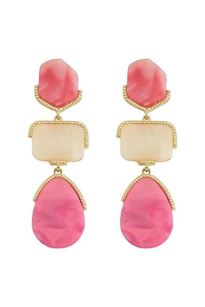 Pelin Aksesuar Pink Long Drop Earrings