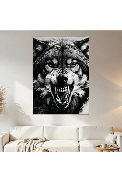 Geek Cultcha Grey Wolf Wall Cloth Wall Tapestry First Quality Satin Fabric Po...