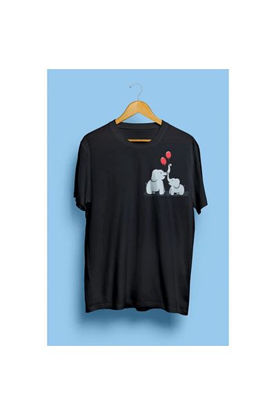 Frisson Elephant Animal Pocket Themed Design Printed Unisex T-Shirt