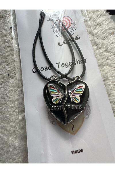 İYİ MODA 2 Pieces Magnetic Joining Butterfly Best Friends Necklace Dating Necklace