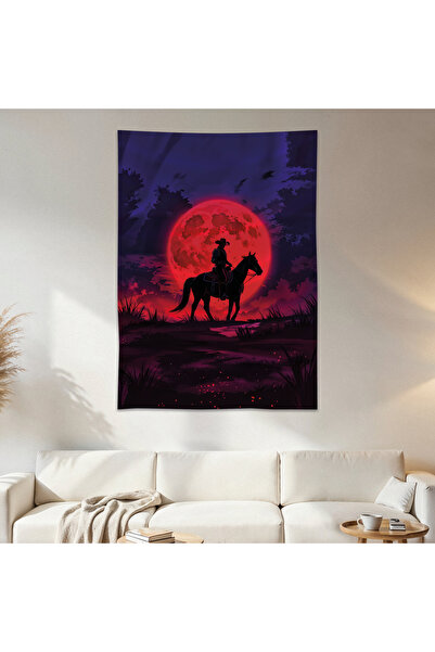 Geek Cultcha Red Moon and Cowboy Wall Drape Wall Tapestry First Quality Satin...