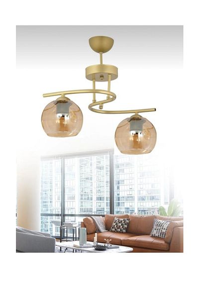 Semboldekor S Profile Antique 2-Piece Chandelier (Honey Glass)