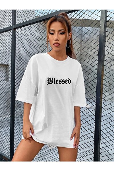 Nebulaa Tekstil Γυναικείο μπλουζάκι Blessed Print Oversize