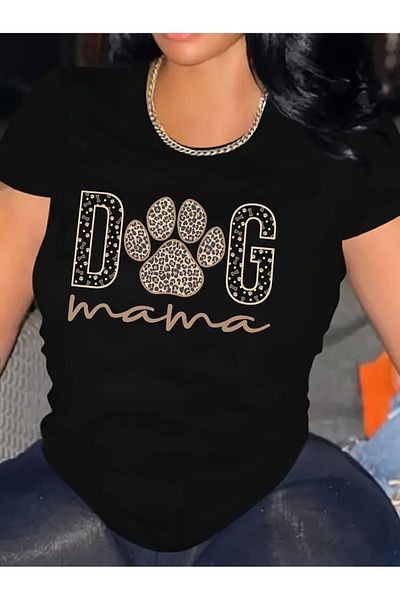 Frisson Dog Printed Crew Neck Oversize T-Shirt