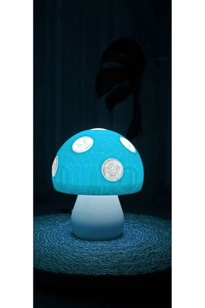 Handmade Bebe Mavisi Mantar Gece Lambası