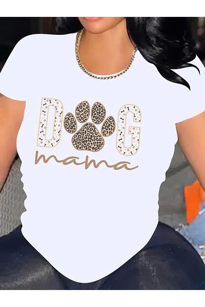 Frisson Unisex Dog Printed Crew Neck Oversize T-Shirt