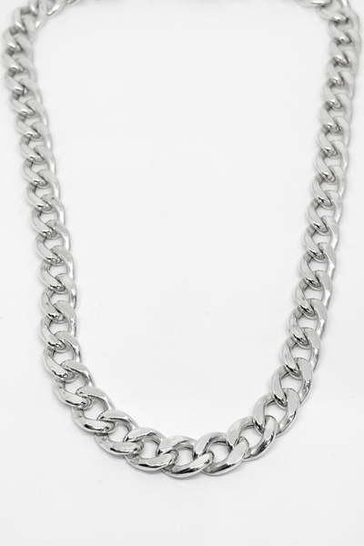 oya silver Kalın Gurmet Gümüş Zincir Kolye 50CM