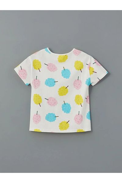 LC Waikiki Lcw Eco Ecru Crew Neck Printed Girls' T-Shirt
