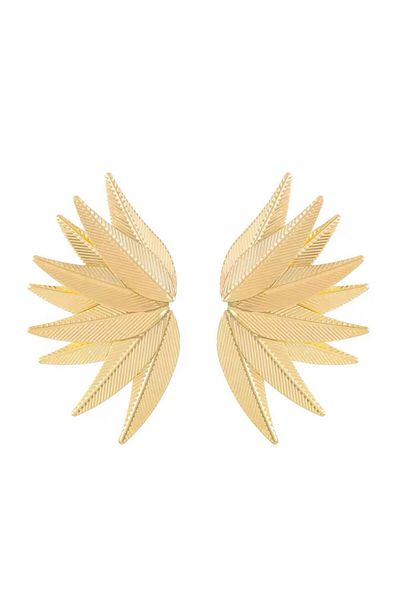 Pelin Aksesuar Gold Large Layered Leaf Earrings