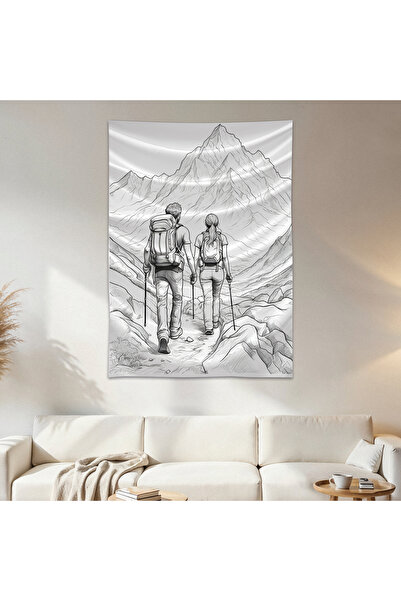 Geek Cultcha Mountain Hiking Wall Cloth Wall Tapestry First Quality Satin Fab...