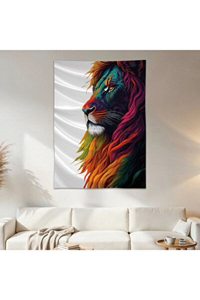 Geek Cultcha Colorful Lion Wall Drape Wall Tapestry First Quality Satin Fabri...