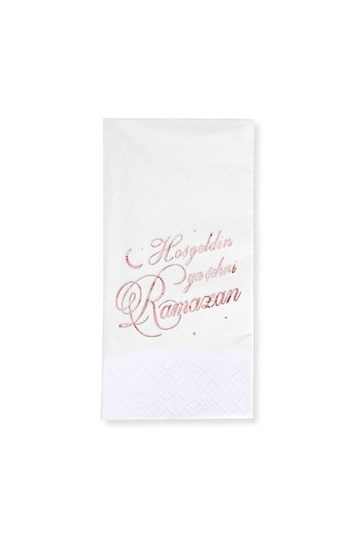 Story 33X33 cm Rose Rose Foil White 1/8 Fold Paper Napkin