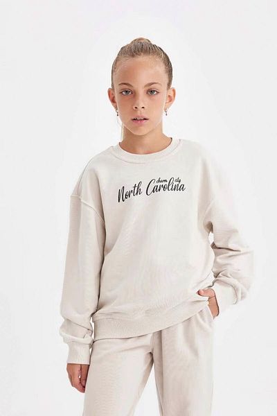 DeFacto Dívčí školní mikina s potiskem Crew Neck C7763a824au
