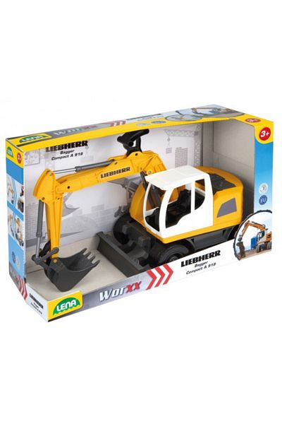 LENA Plastic Excavator Liebherr A918 Litronic Worxx Functional Bucket 48 Cm For Children